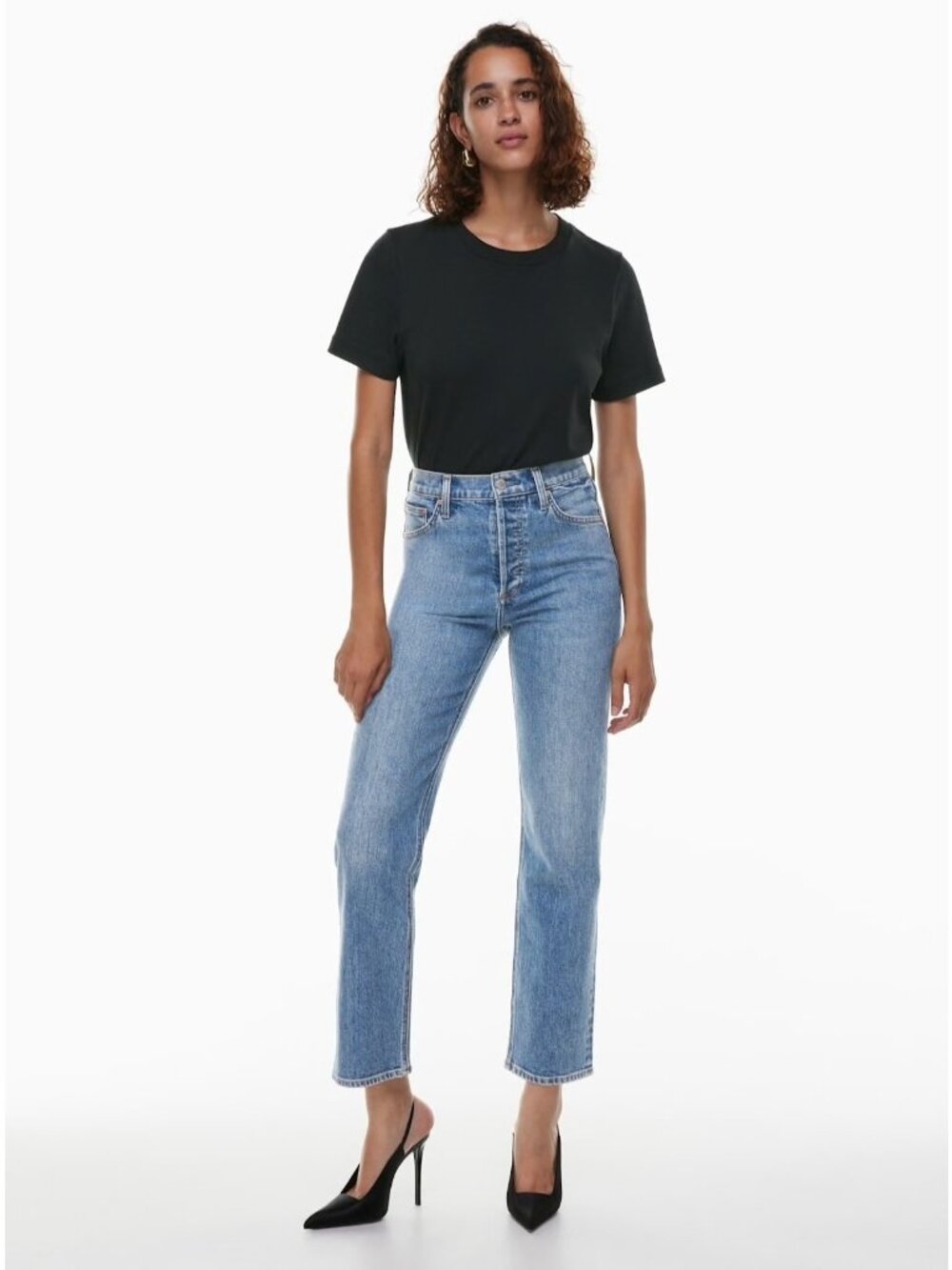 ARITZIA Women's Denim Forum The Arlo Hi-Rise Straight Jeans Medium Wash